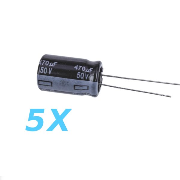 קבל 5 יחידות באריזה  470uF 50V