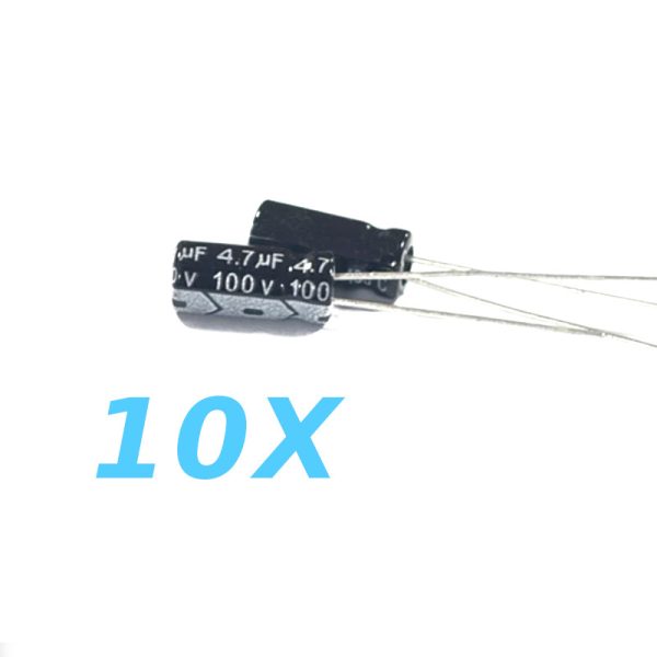 קבל 10 יחידות באריזה  4.7uF 100V