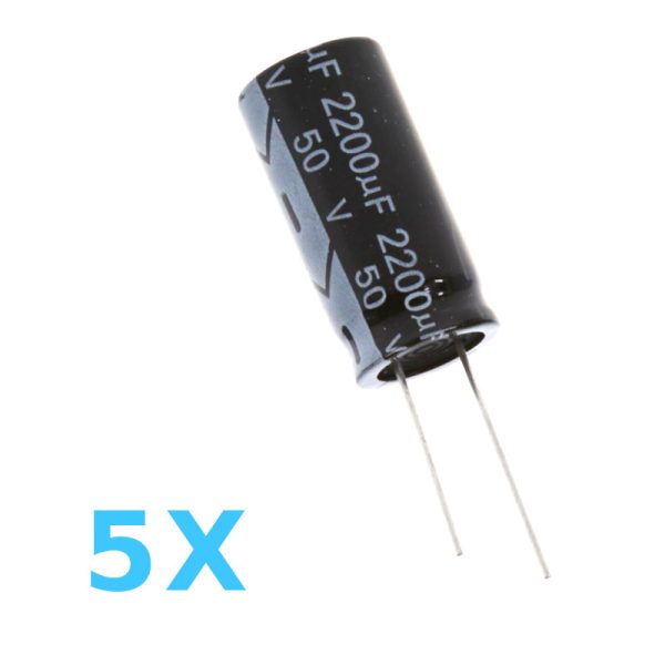 קבל 5 יחידות באריזה  2200uF 50V אלקטרוליטי