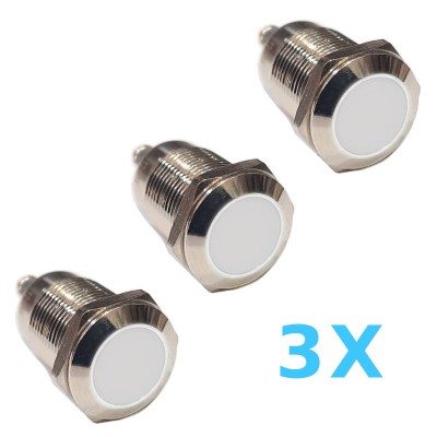 נורת ביקורת לד מתכת נירוסטה צבע לבן 3 יחידות 12VDC