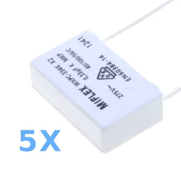 קבל פילים 5 יחידות באריזה  0.33uF 275VAC K X2