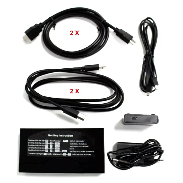 ⁦מתג KVM HDMI דו-ערוצי 4K@60Hz עם כבלים ו־USB3.0 – שליטה על 2 מחשבים⁩ – תמונה ⁦3⁩