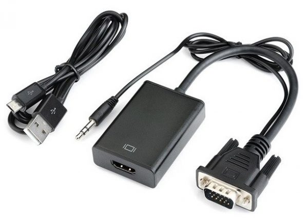 כבל מתאם יציאת VGA  ומשדר ל-HDMI