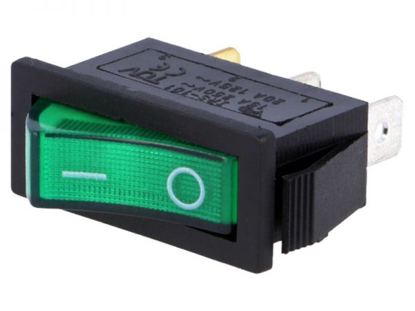 מפסק רוקר יחיד מואר ירוק 12V