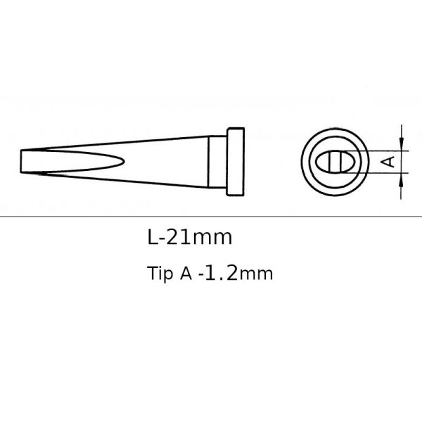 ⁦ראש מלחם  רוחב שפיץ TIP 1.2mm למלחם 80 וואט L21mm⁩ – תמונה ⁦3⁩