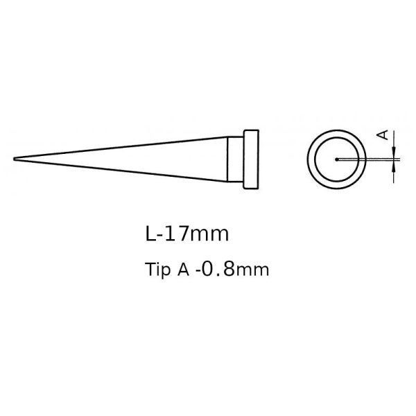 ⁦ראש מלחם וולר עגול TIP 0.8mm למלחם 80 וואט L17mm⁩ – תמונה ⁦3⁩