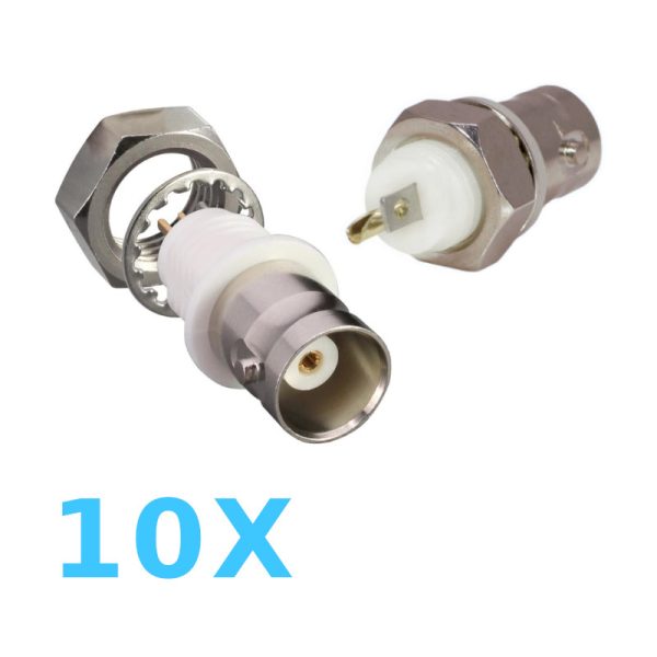 BNC נקבה בידוד לגוף הרכבה על פנל 10 יחידות באריזה