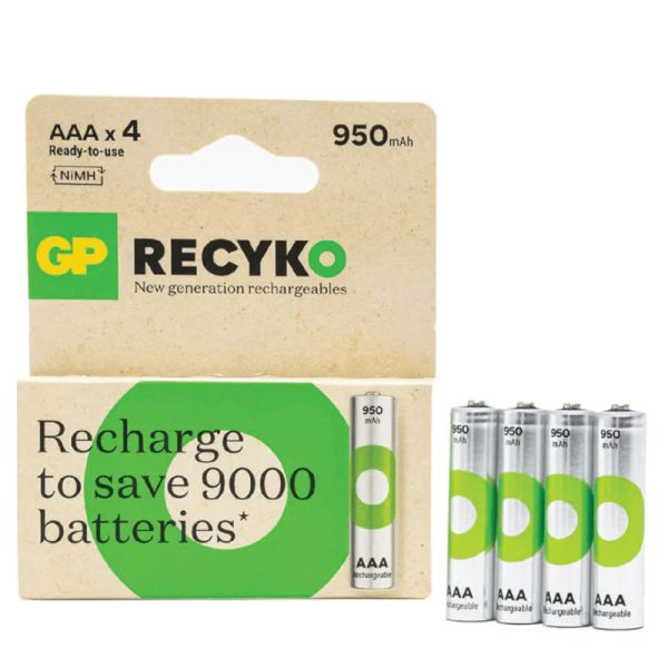 4 סוללות נטענות GP במחיר משתלם AAA  1.2V 950mah NiMH