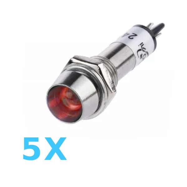 לד פנל בקרה צבע אדום 8 מ"מ 12VDC