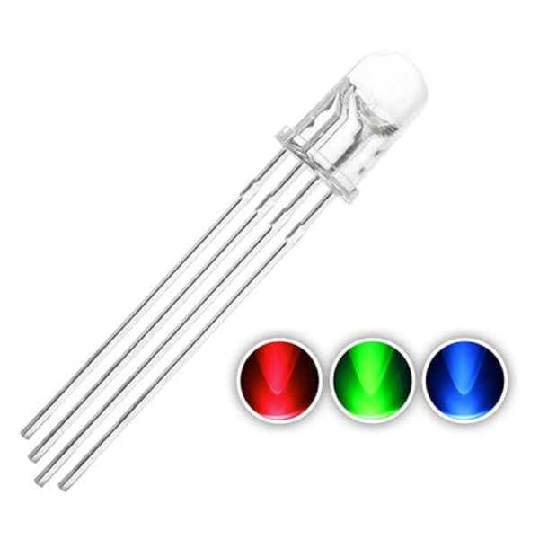 RGB LED 5mm לד שלושה צבעים 4 מגעים