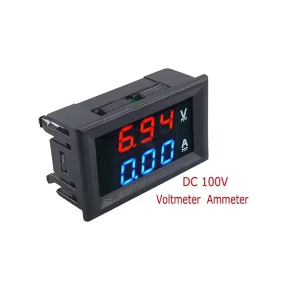 מד זרם ומתח דיגיטלי (DC) עם תצוגת LED כפולה