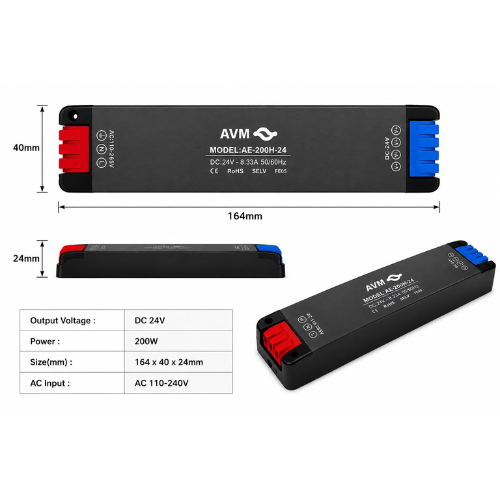 Alternative view of ספק כוח AVM 24V 200W 8.33A