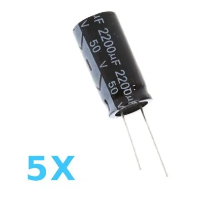 קבל 5 יחידות באריזה  2200uF 50V אלקטרוליטי